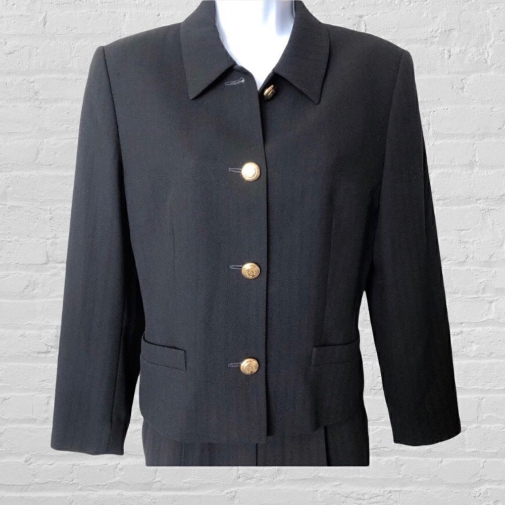 Escada by M.Ley Black Wool Herringbone Suit jacket